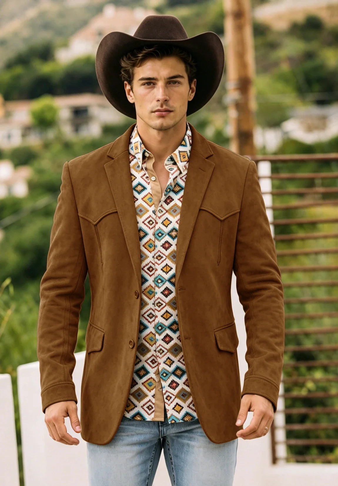 Men's khaki suede jacket