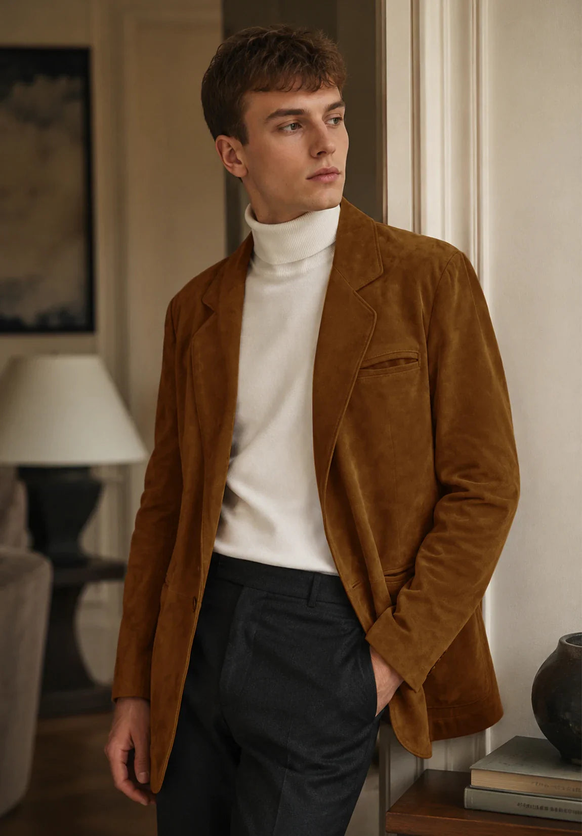 Men's khaki suede jacket
