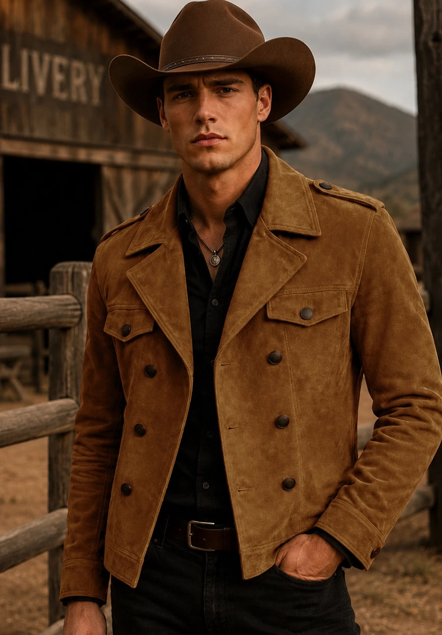 Men's khaki suede jacket