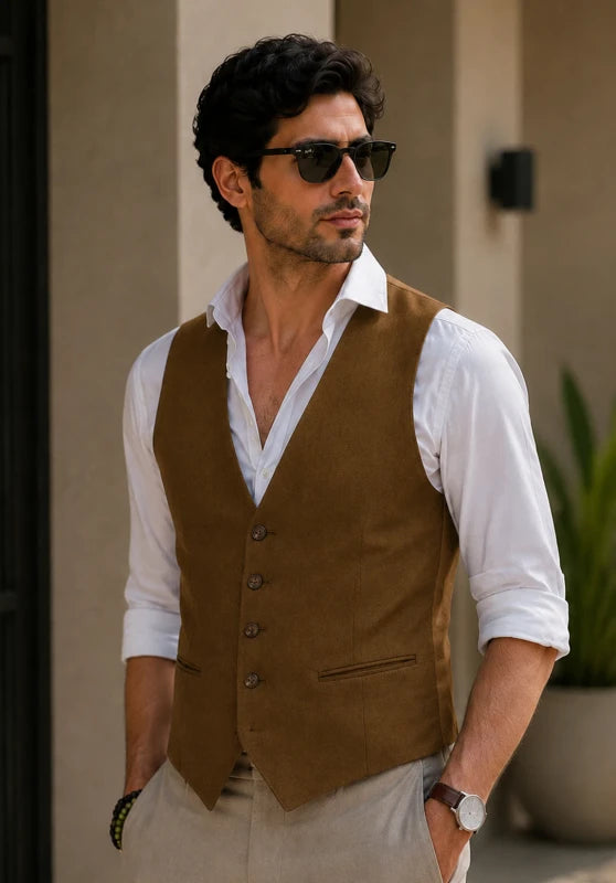 Men's khaki suede vest