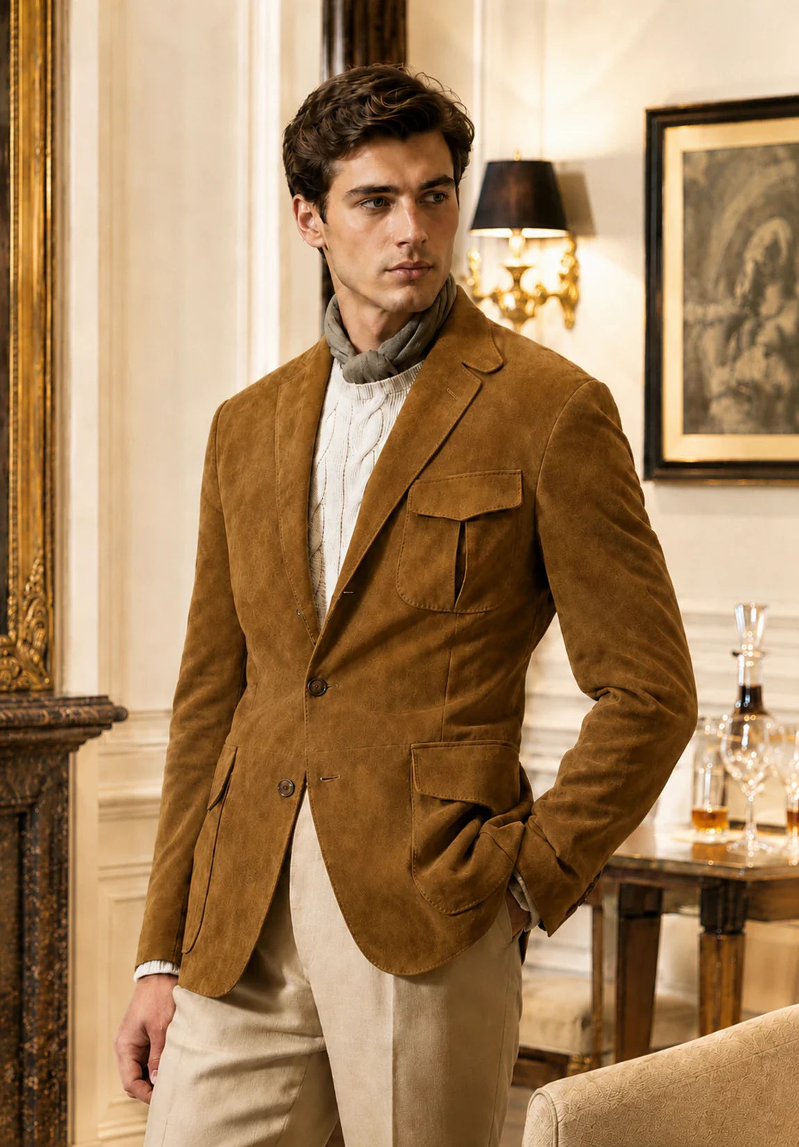 Men's khaki suede jacket