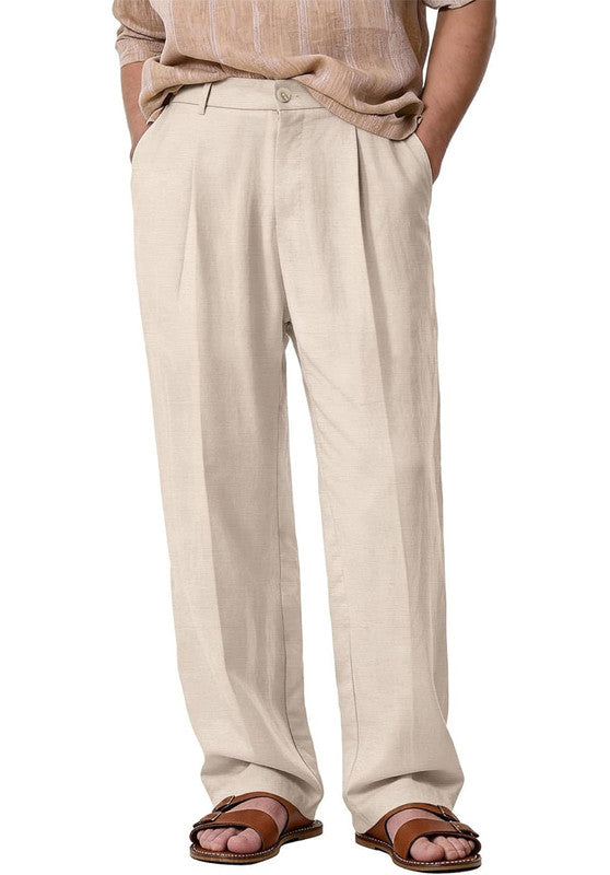 Men Linen Pants Khaki