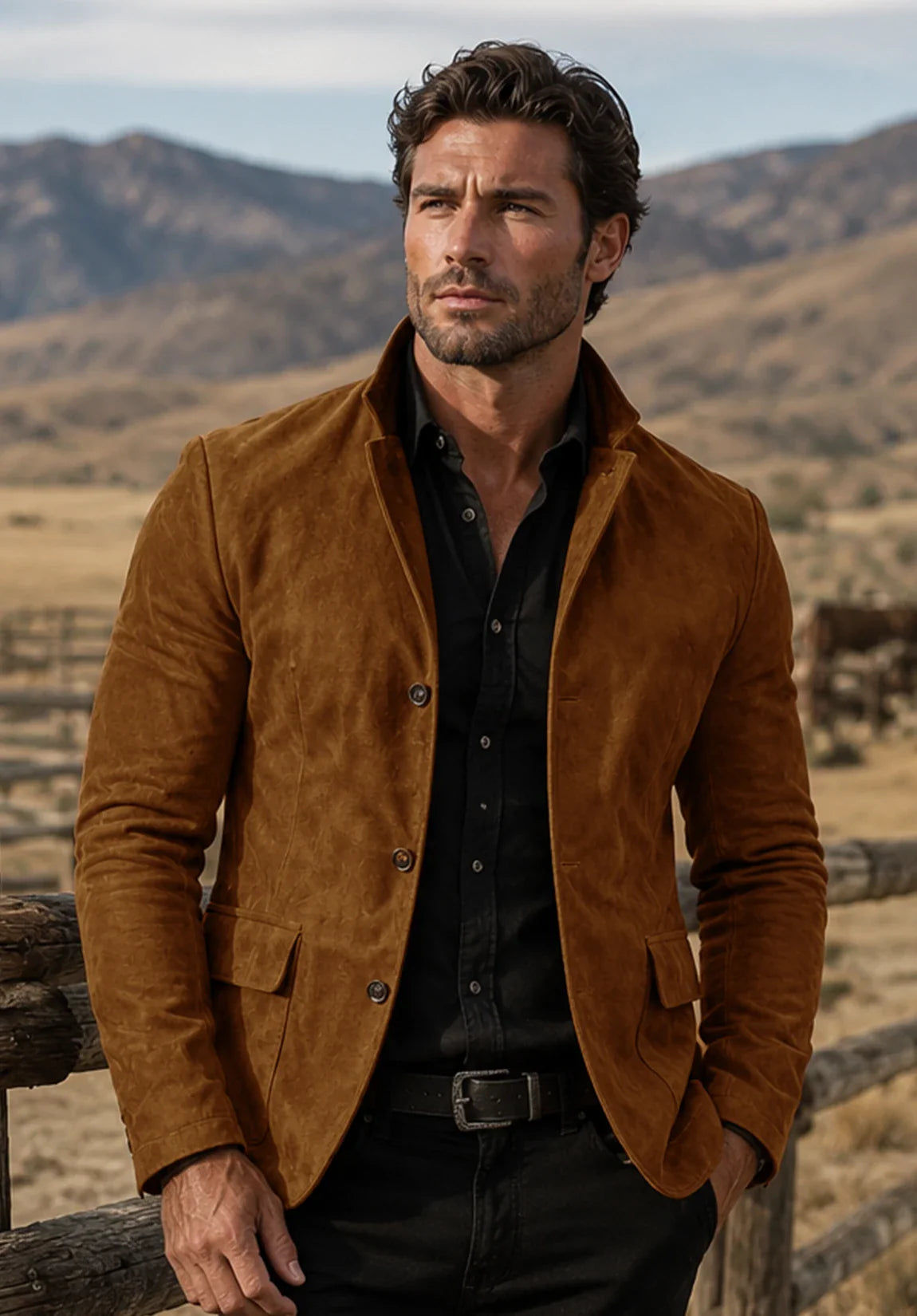 Men's khaki suede jacket