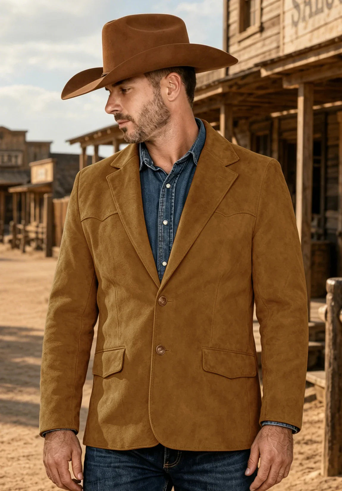 Men's khaki suede jacket