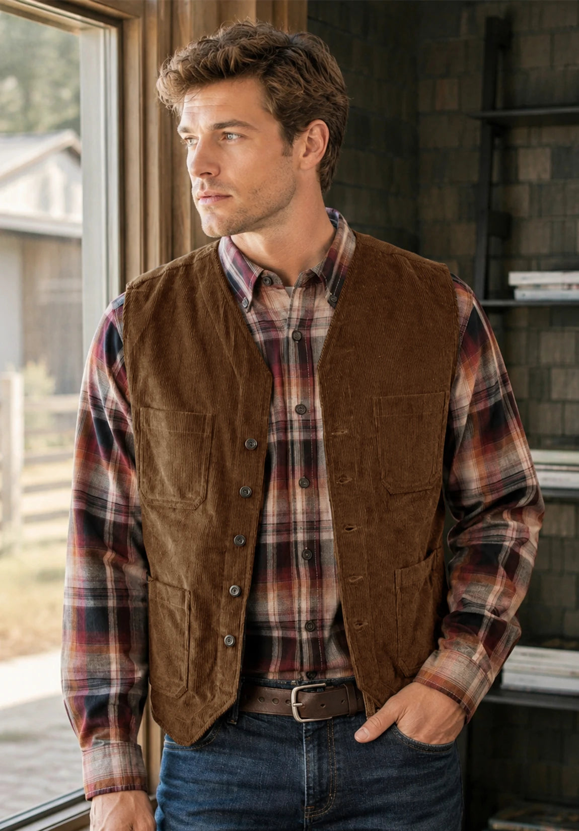 Men's khaki vest