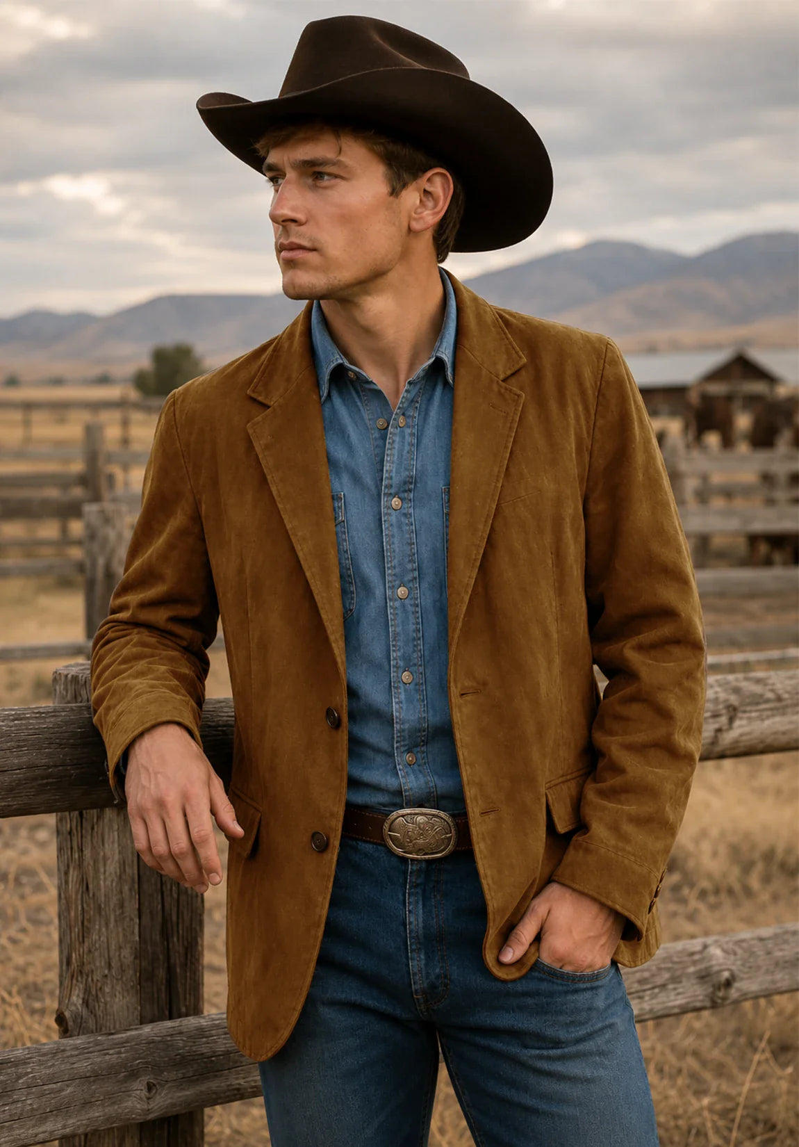Men's khaki suede jacket