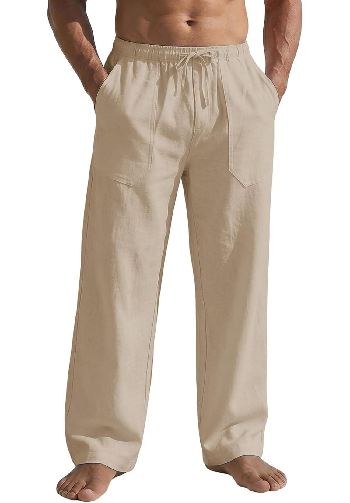 Men Linen Pants Khaki