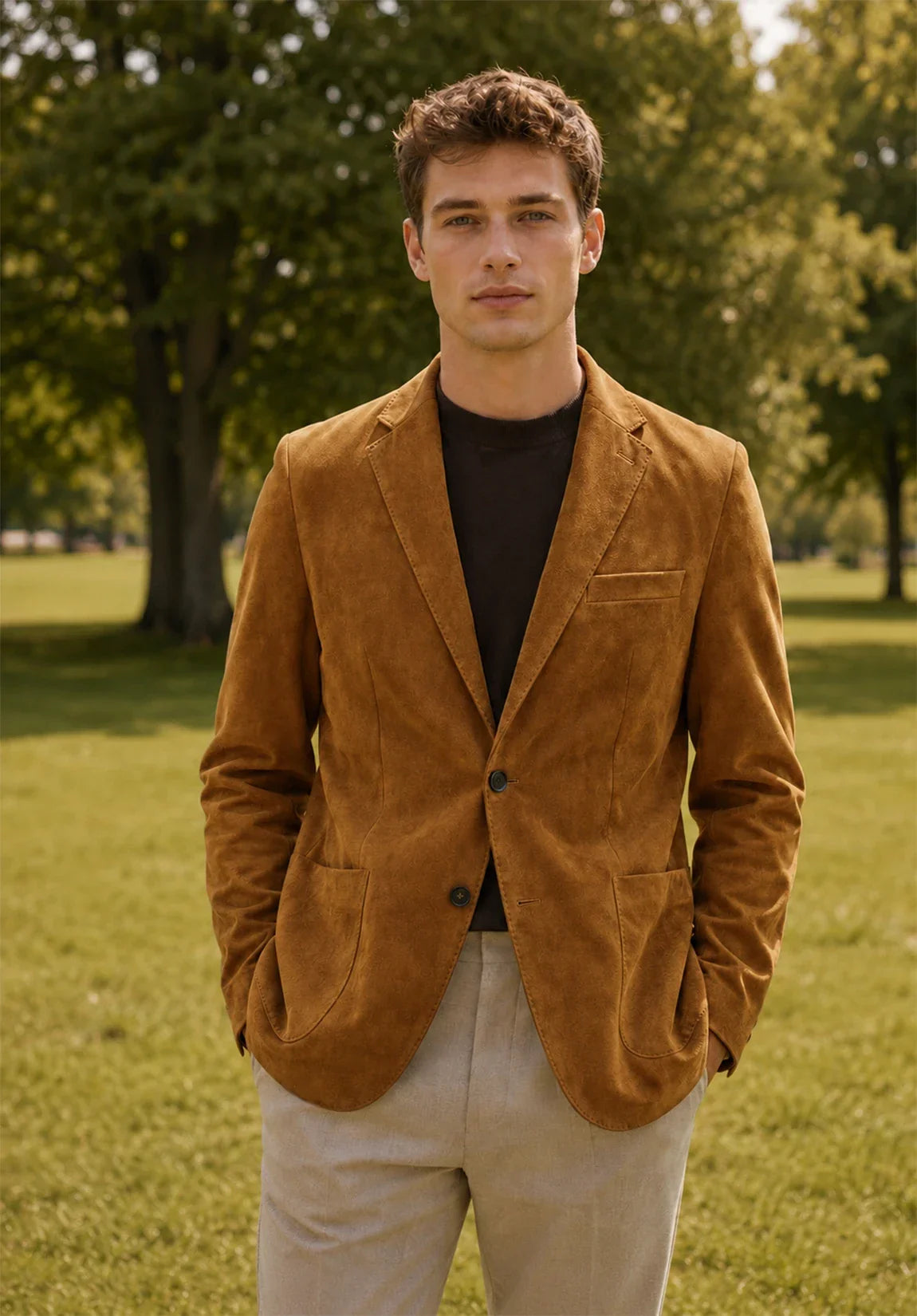 Men's khaki suede jacket