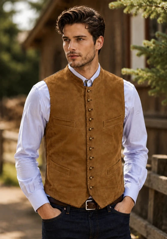Men's khaki suede vest