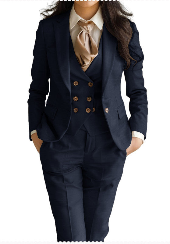 Women's 3 Piece Suits Front View Navy, Formal Office Wear 