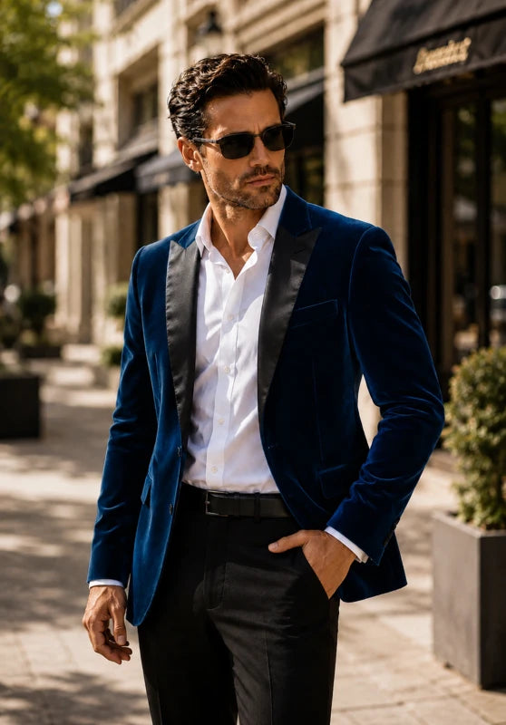 Men's navy velvet jacket