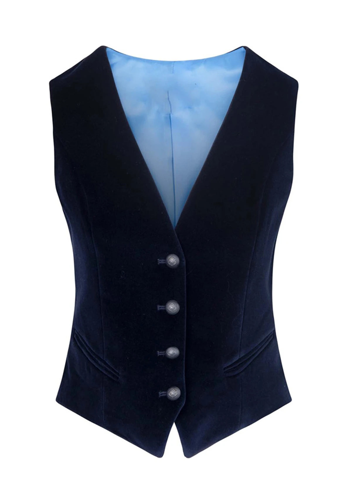 Women's Suit Vest  Navy  Velvet  Front Product View