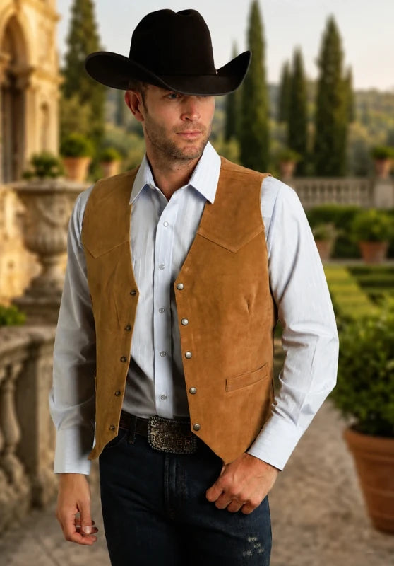 Men's khaki suede vest 