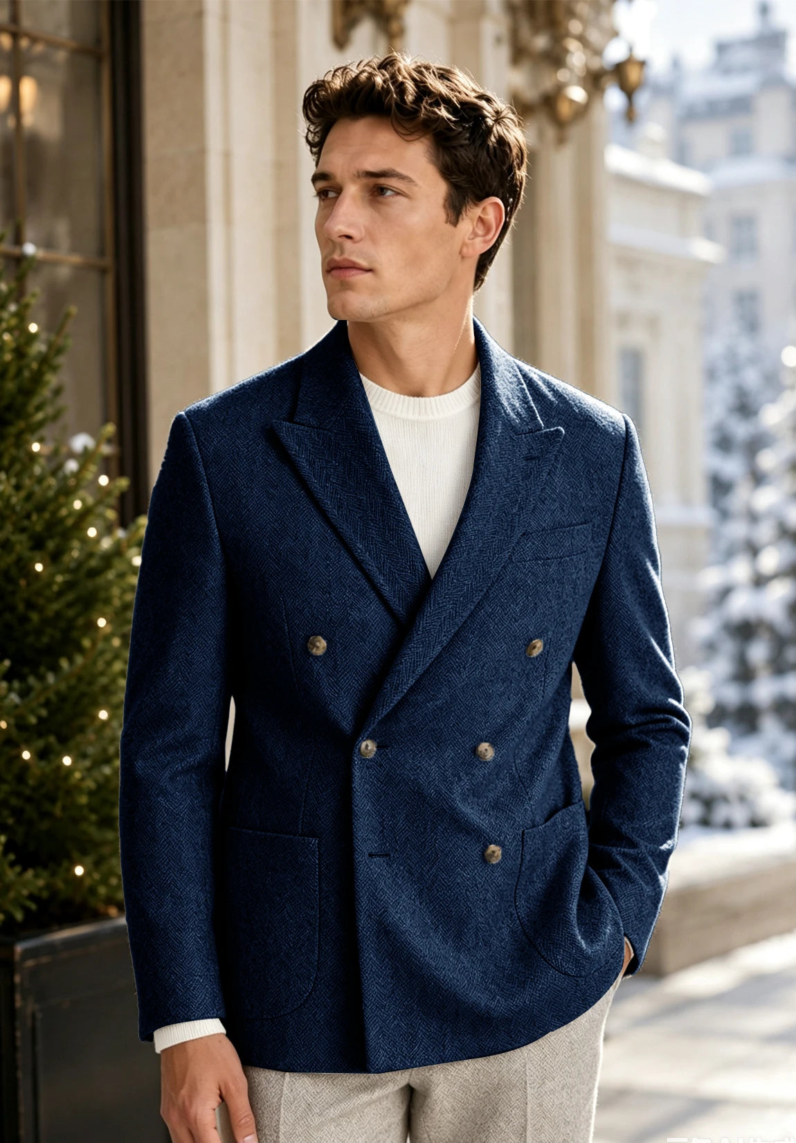 Men's navy herringbone jacket