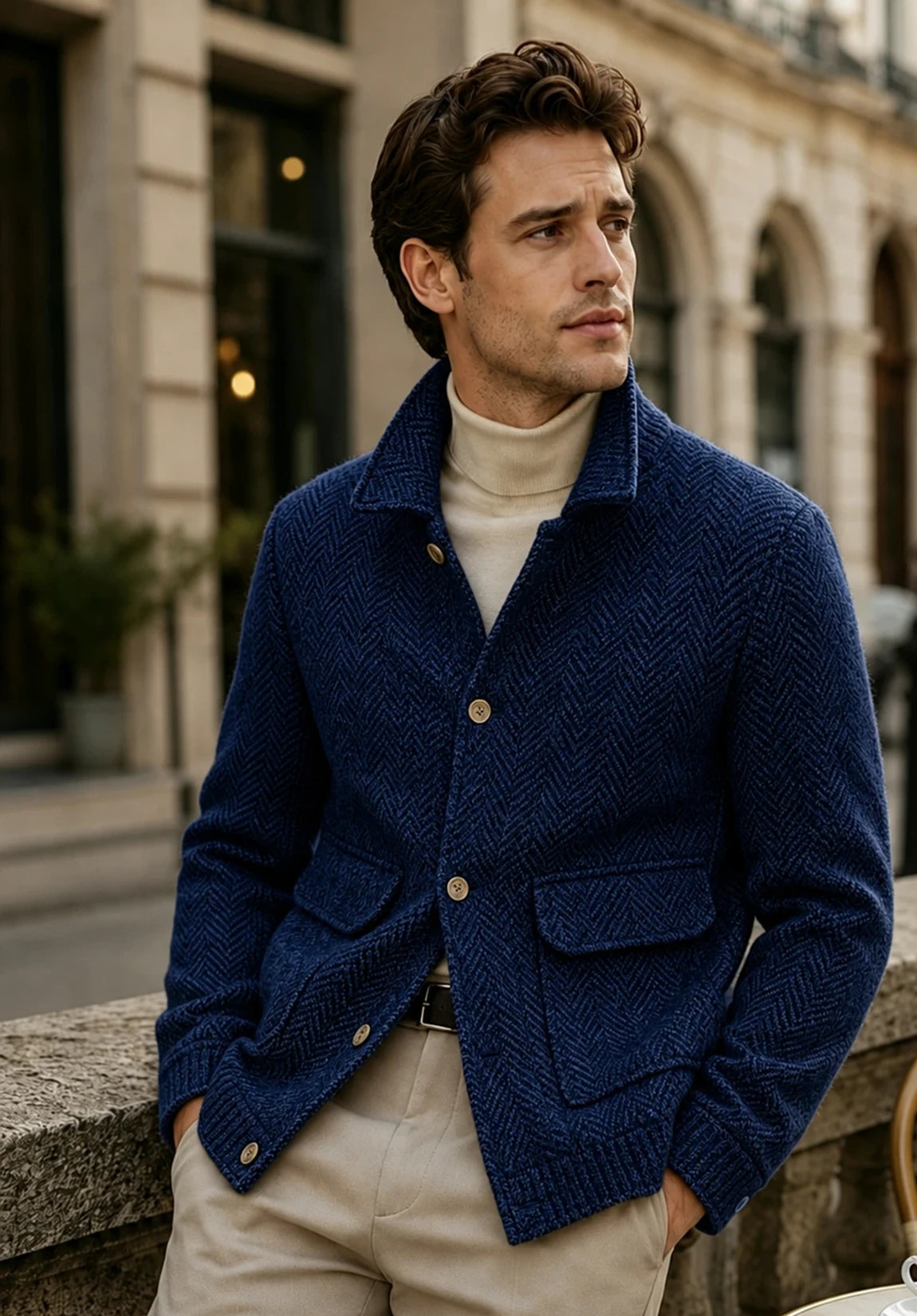 Men's navy herringbone jacket