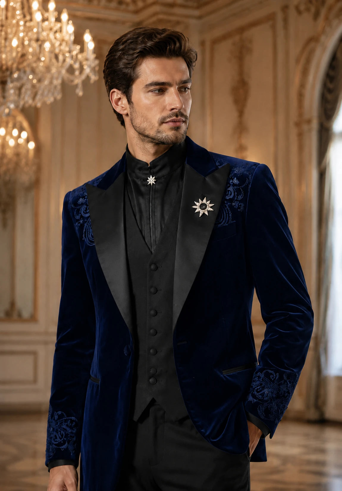 Men's navy velvet jacket