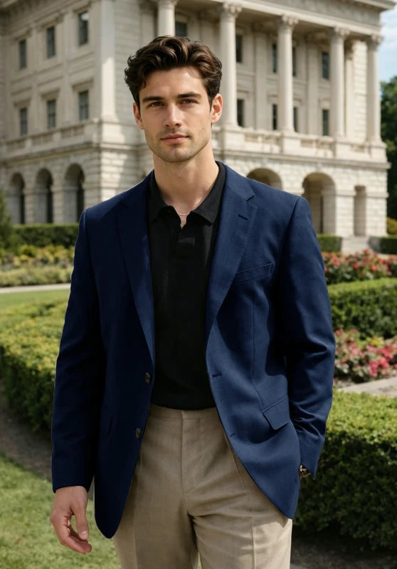 Men's Navy Linen Blazer Jacket