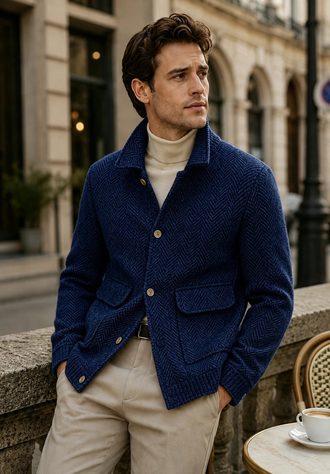 Men's navy herringbone jacket