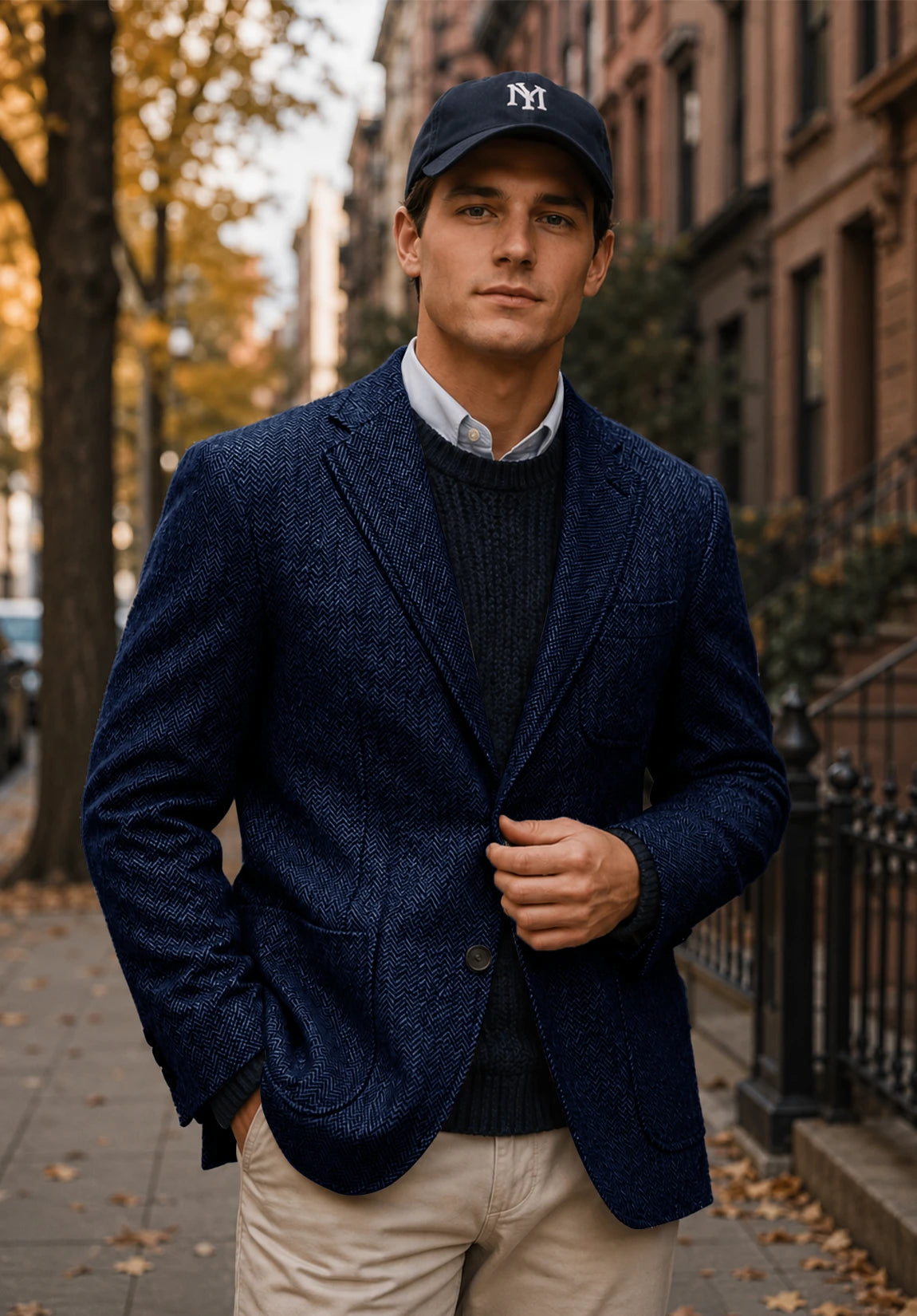 Men's navy herringbone jacket