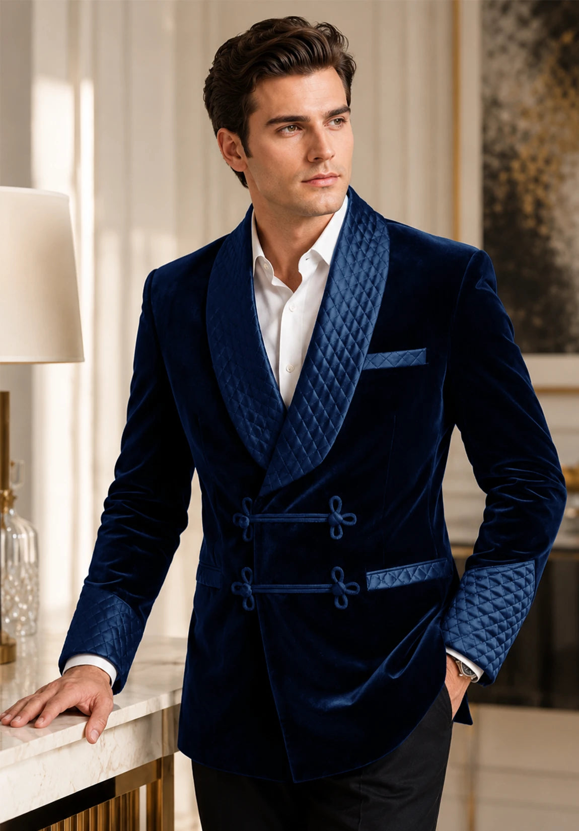 Men's navy velvet jacket