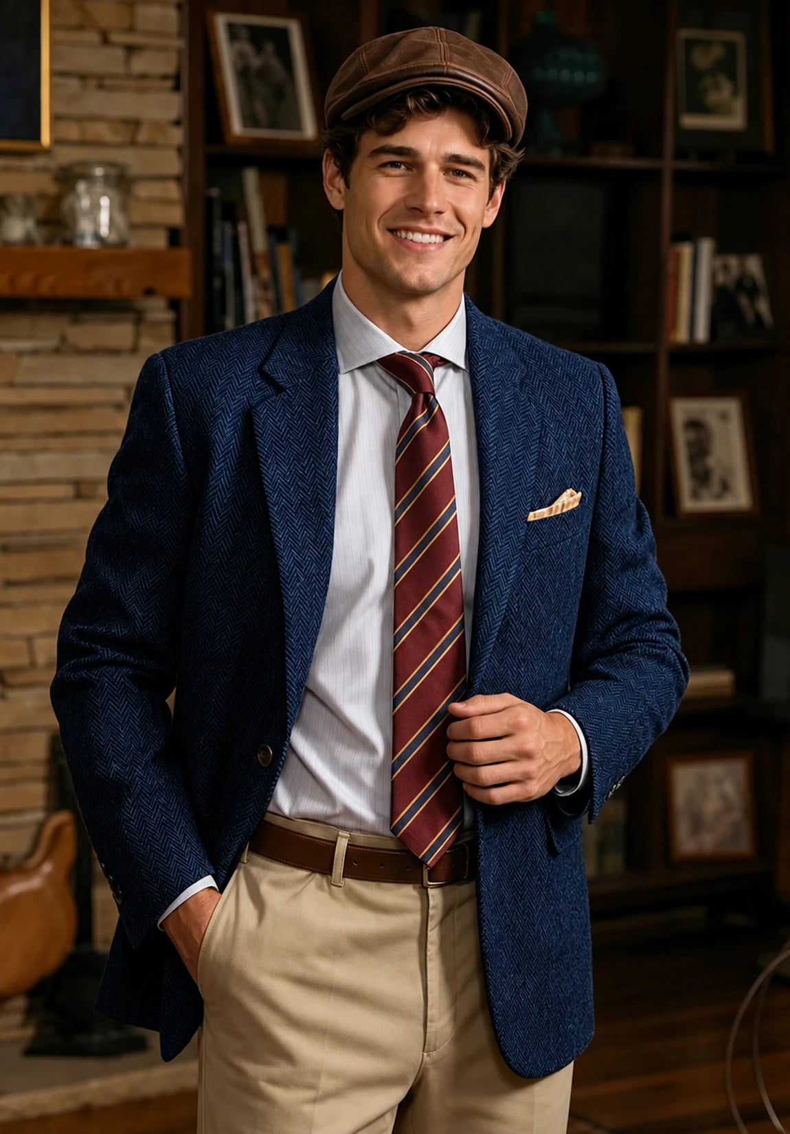 Men's navy herringbone jacket