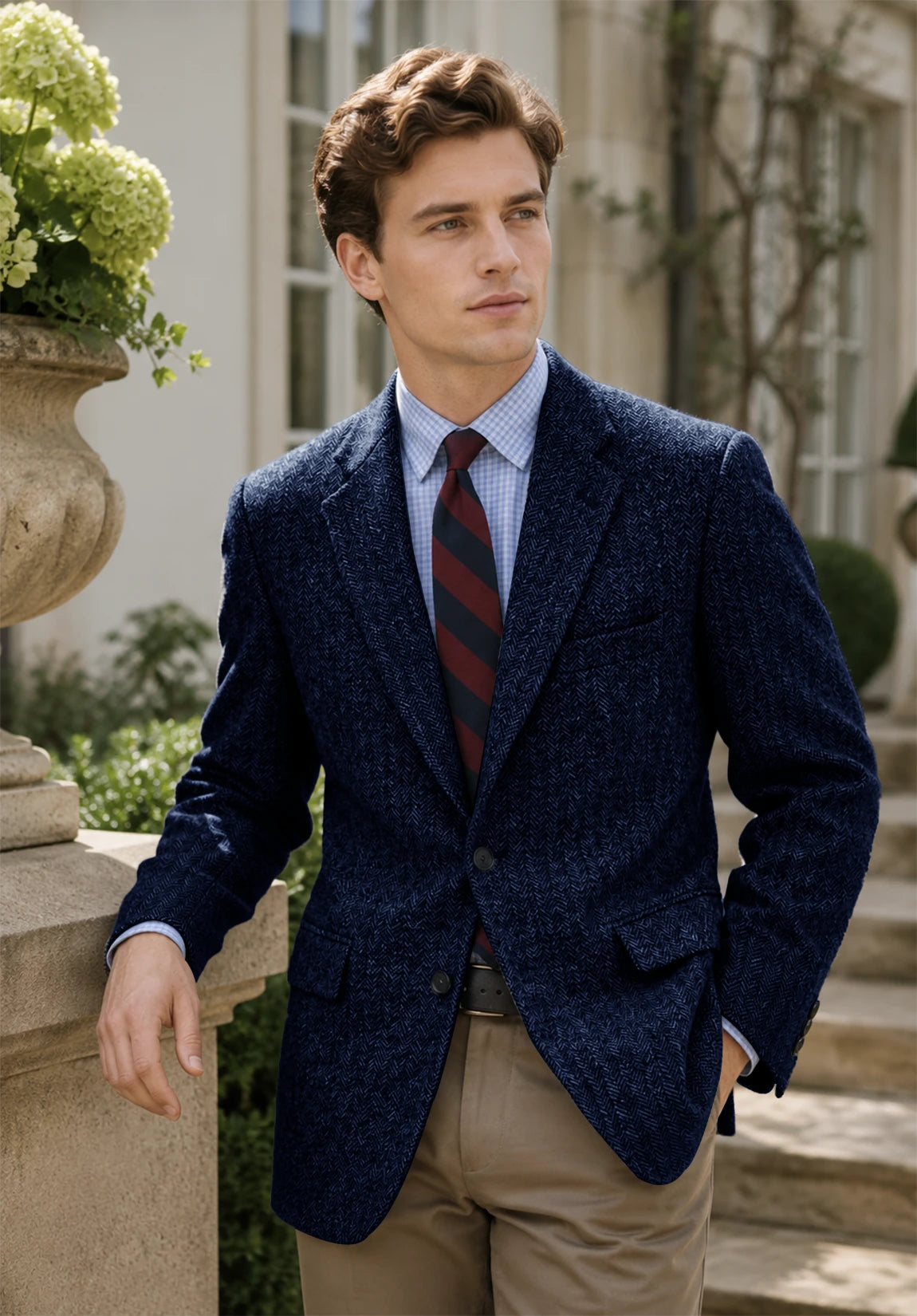 Men's navy herringbone jacket
