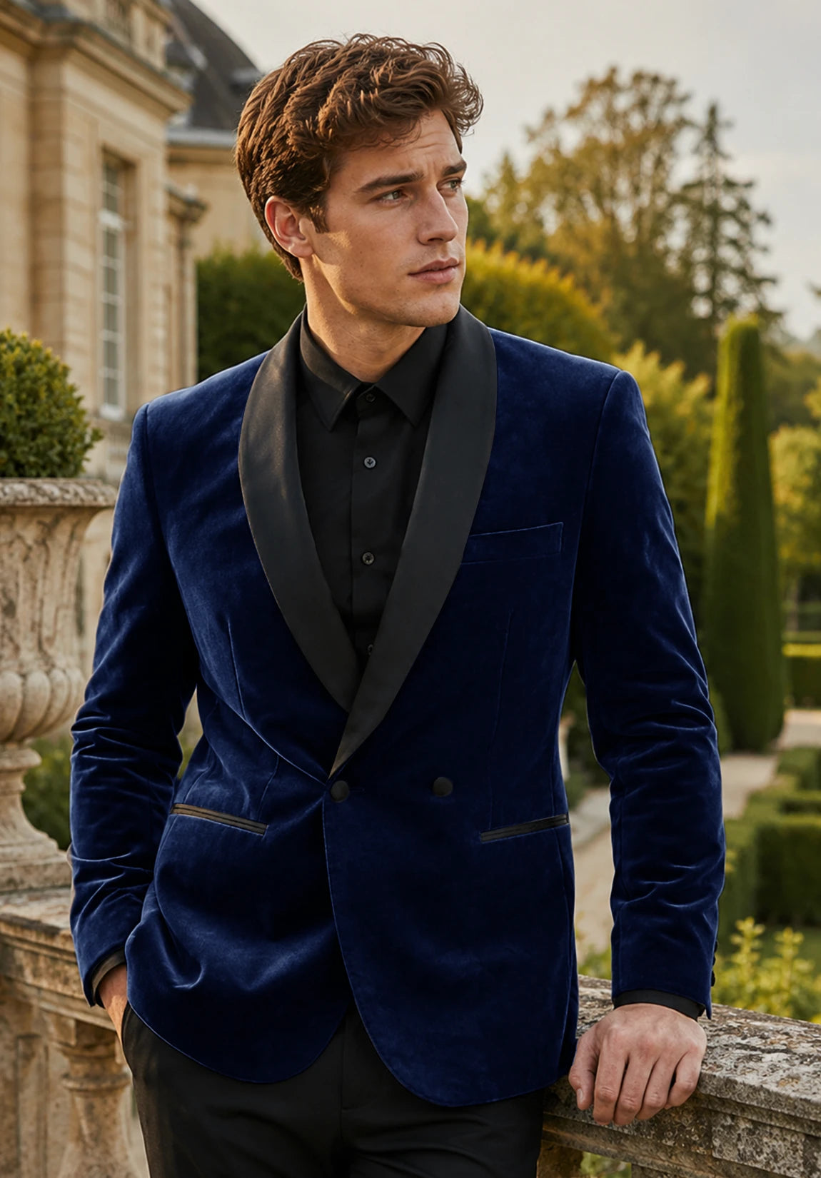 Men's navy velvet jacket