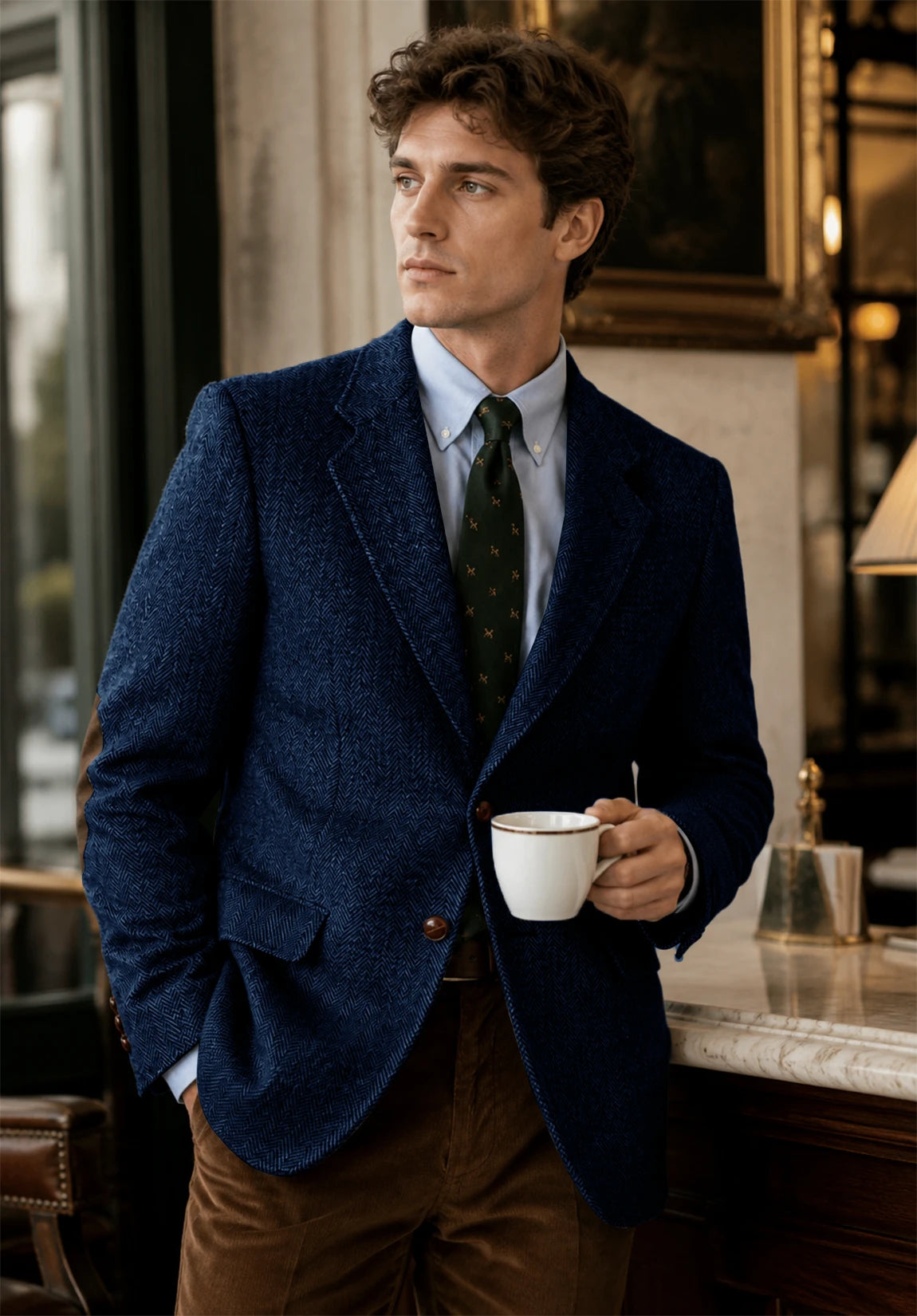 Men's navy herringbone jacket