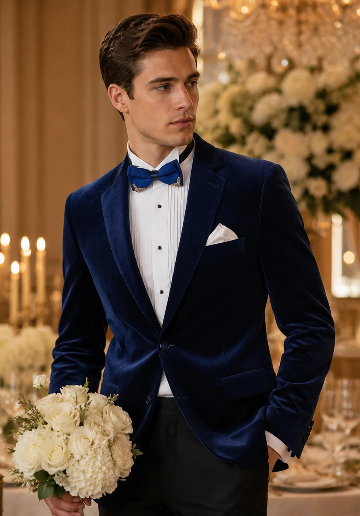 Men's navy velvet jacket