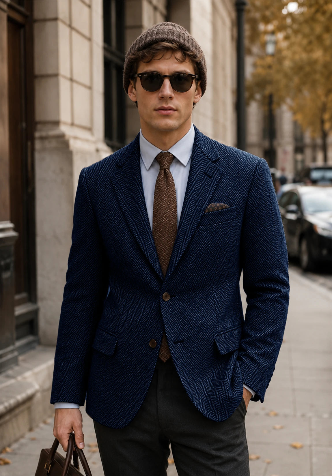 Men's navy herringbone jacket