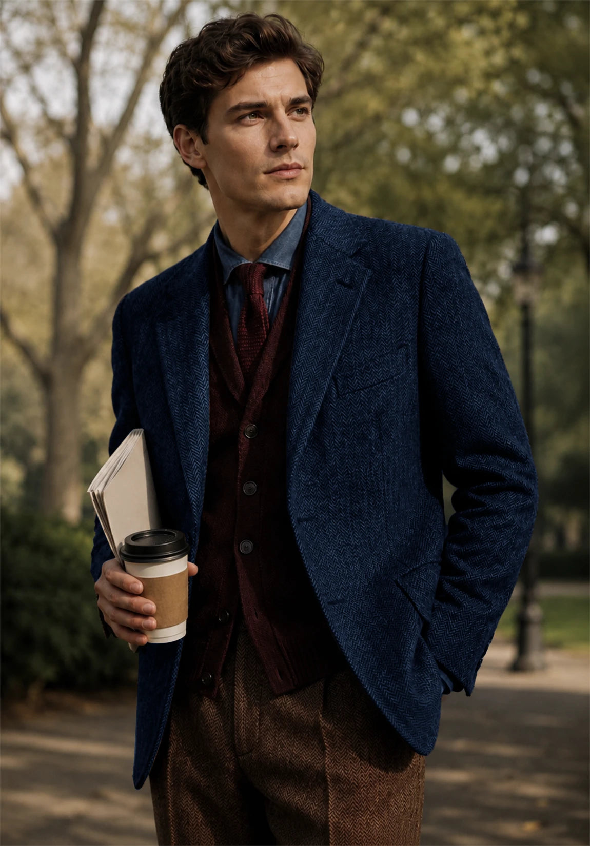 Men's navy herringbone jacket