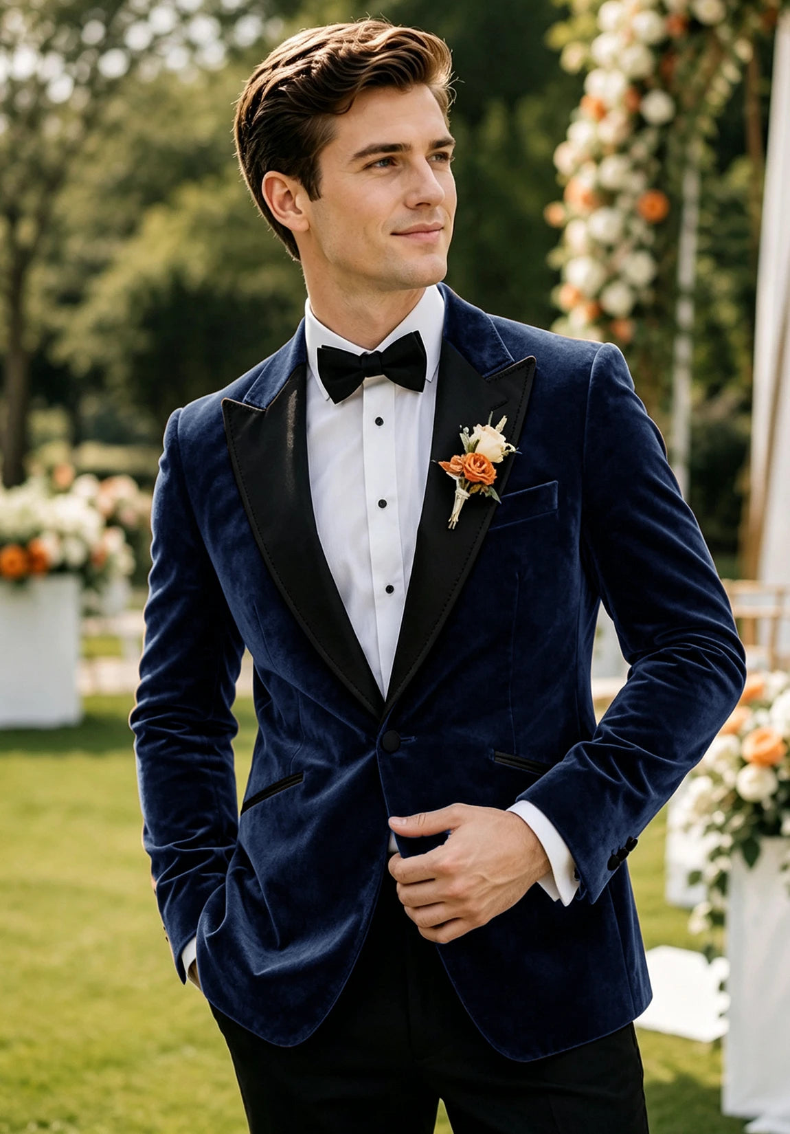 Men's navy velvet jacket