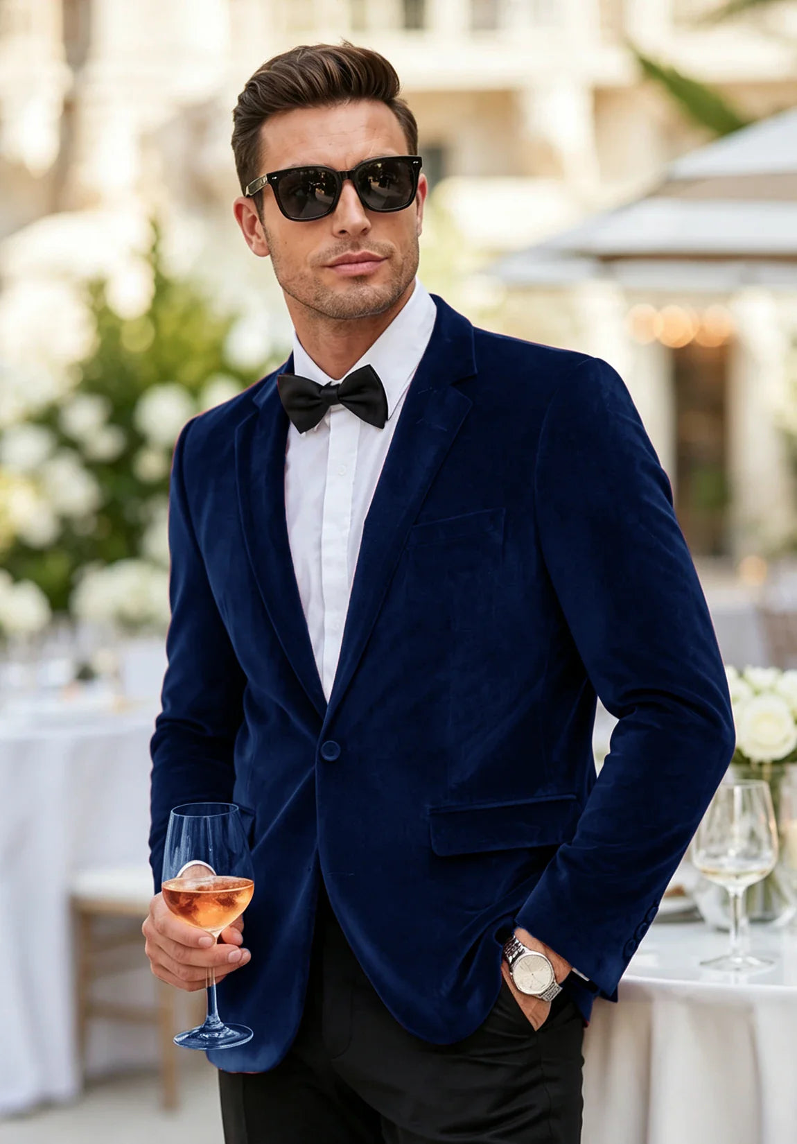 Men's navy velvet jacket