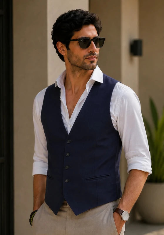 Men's navy suede vest 