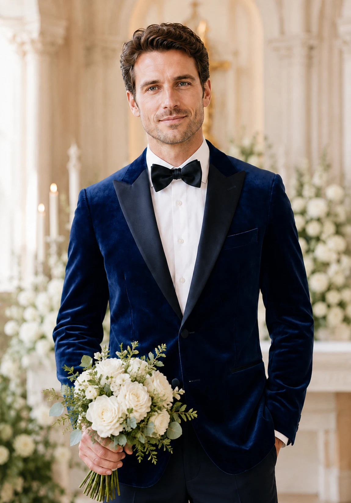 Men's navy velvet jacket