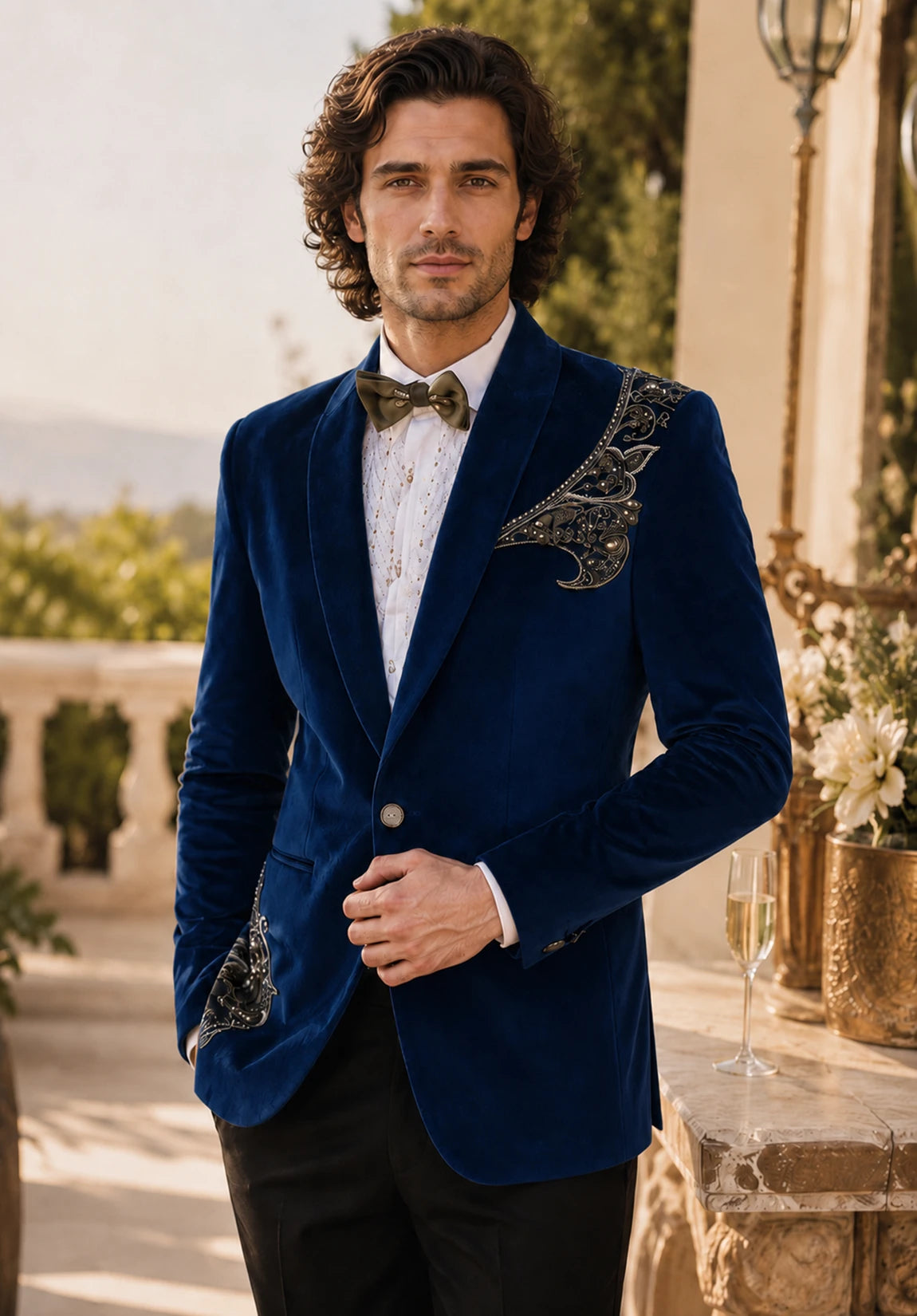 Men's navy velvet jacket