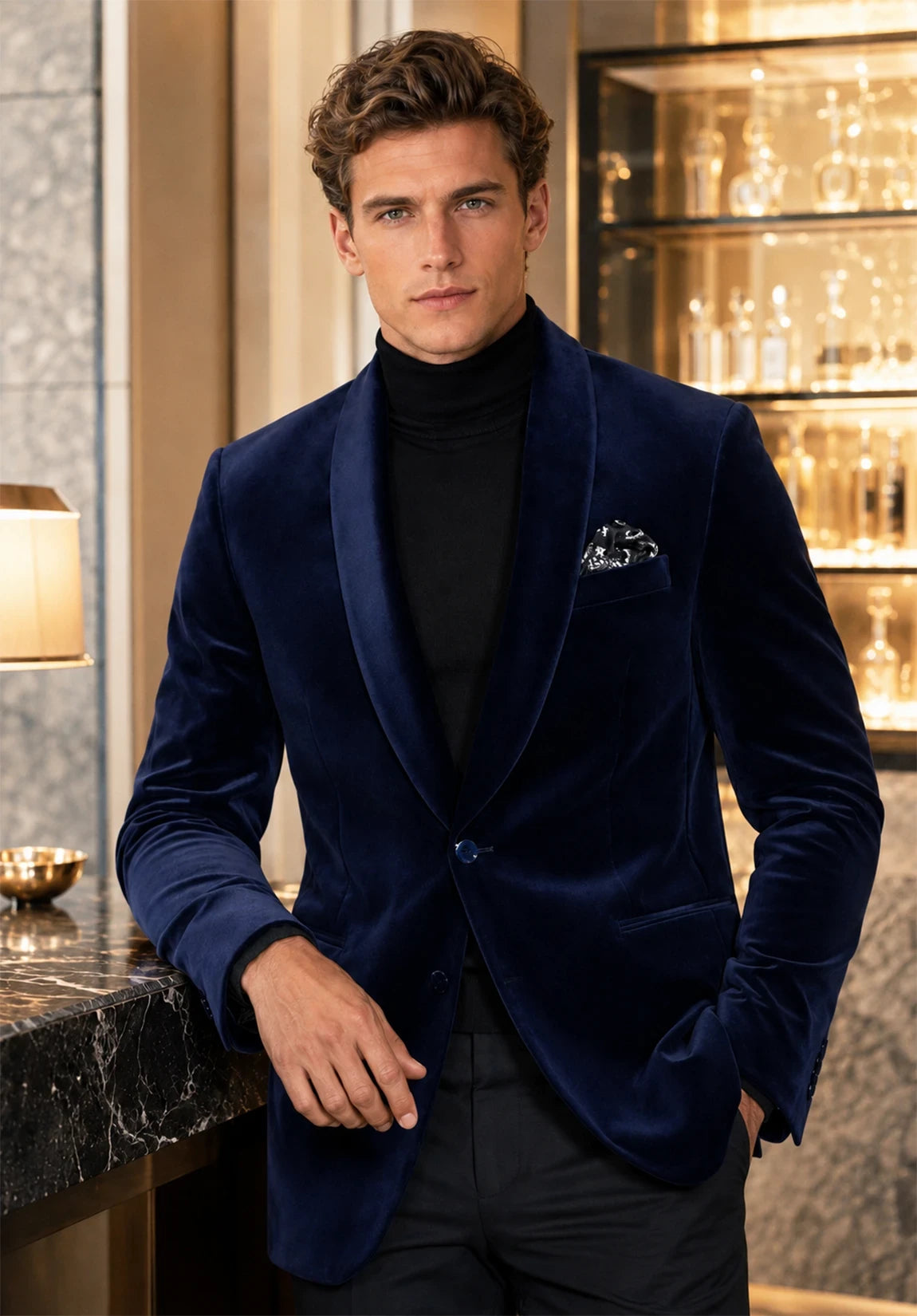 Men's navy velvet jacket