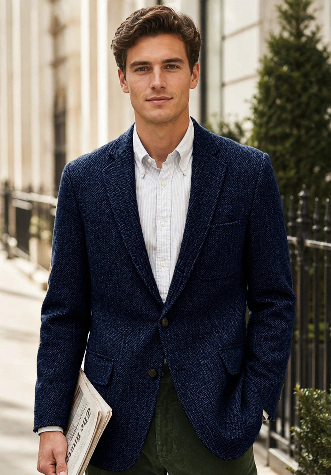 Men's navy herringbone jacket