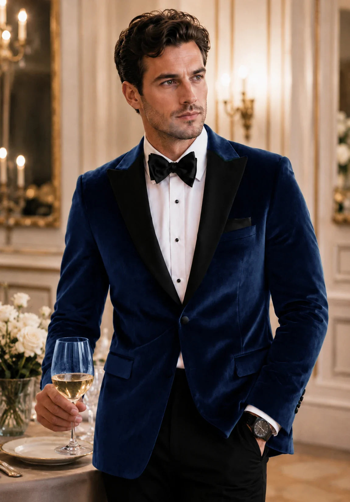 Men's navy velvet jacket