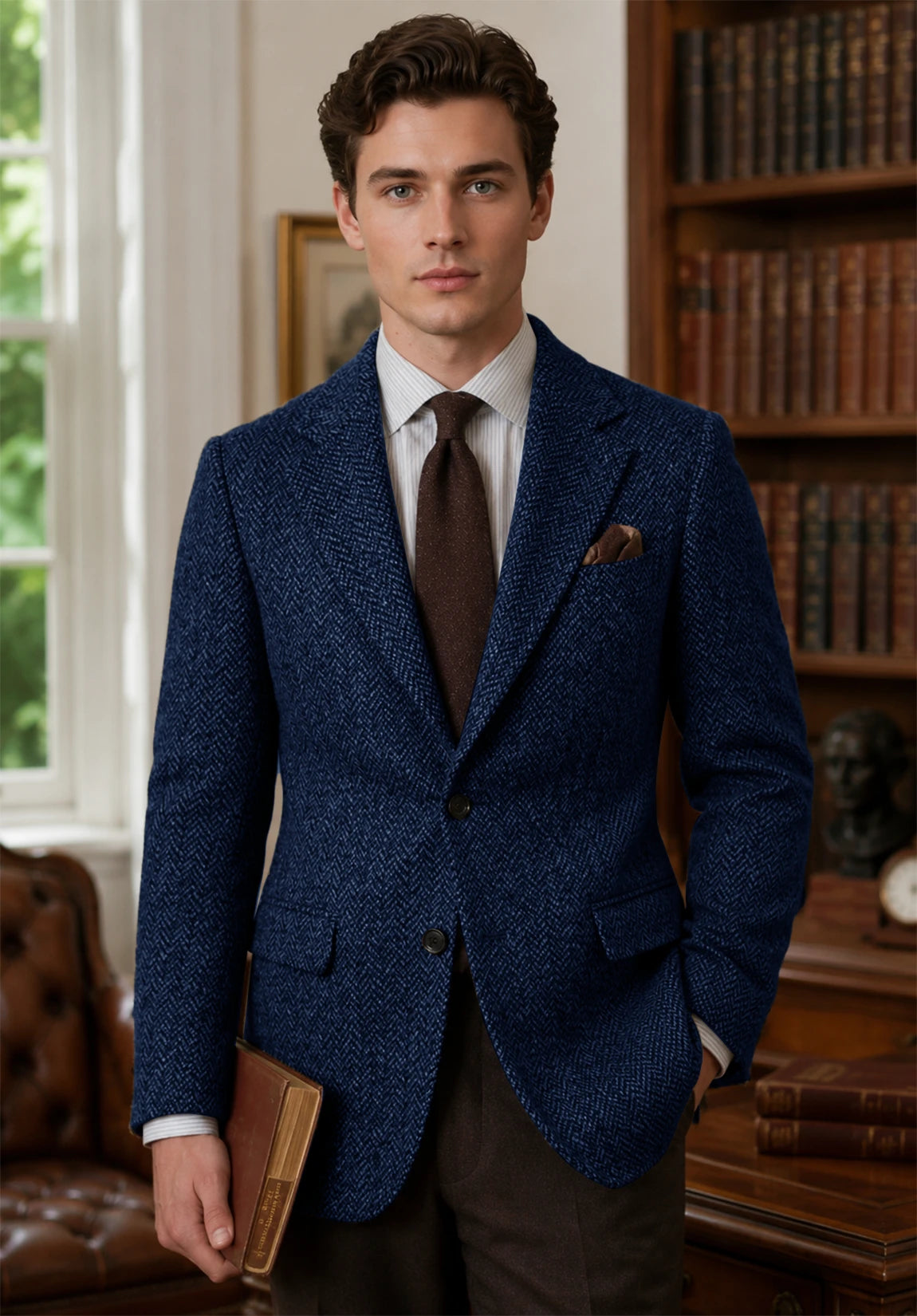 Men's navy herringbone jacket