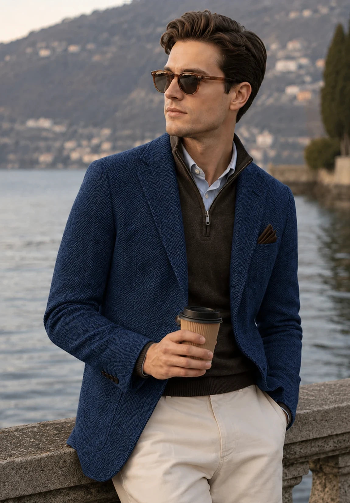 Men's navy herringbone jacket