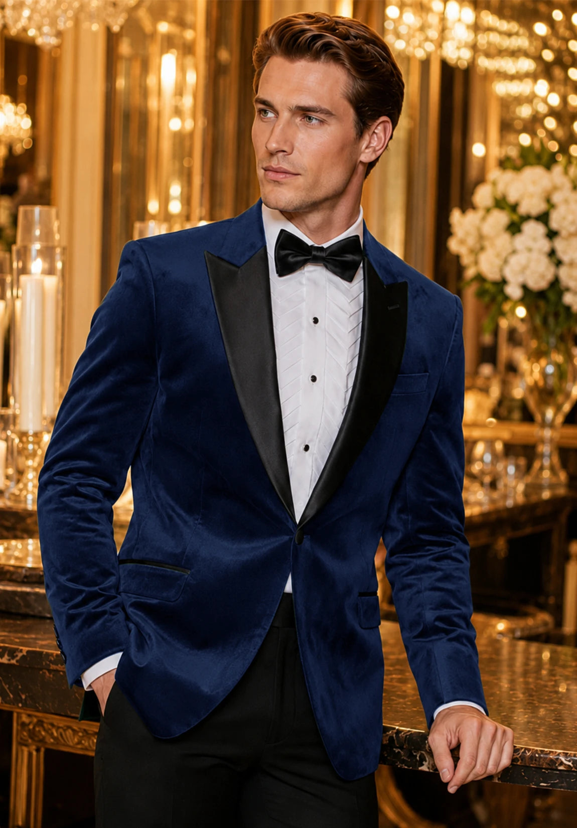 Men's navy velvet jacket