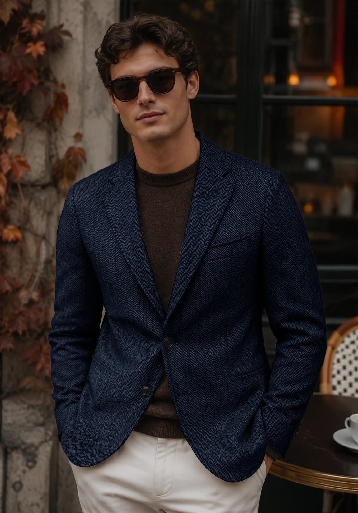 Men's navy herringbone jacket