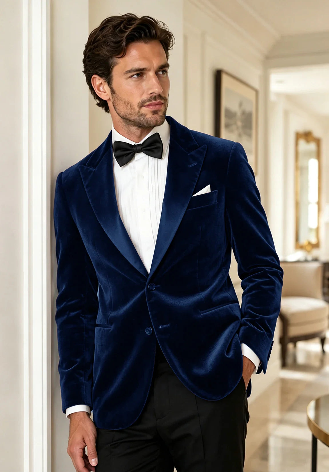 Men's navy velvet jacket