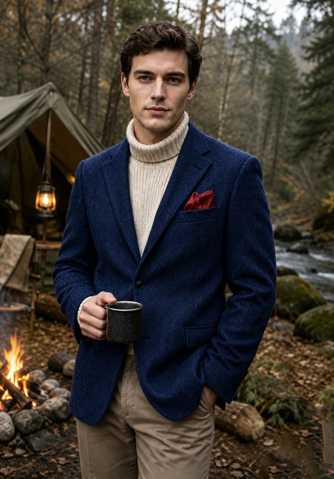 Men's navy herringbone jacket