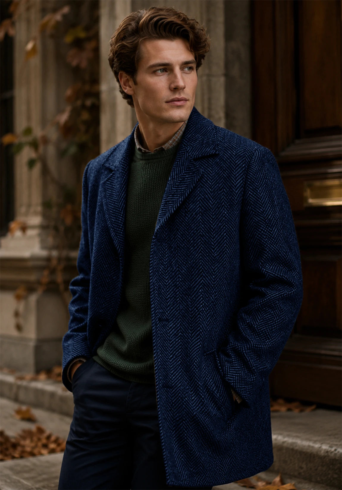 Men's navy herringbone jacket