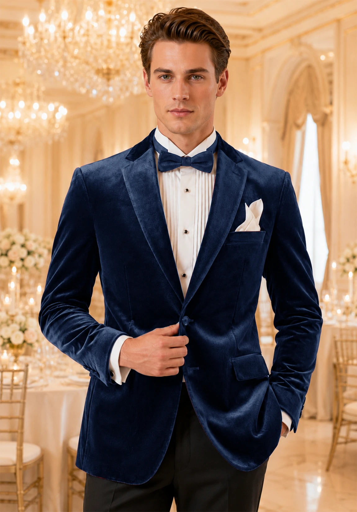 Men's navy velvet jacket