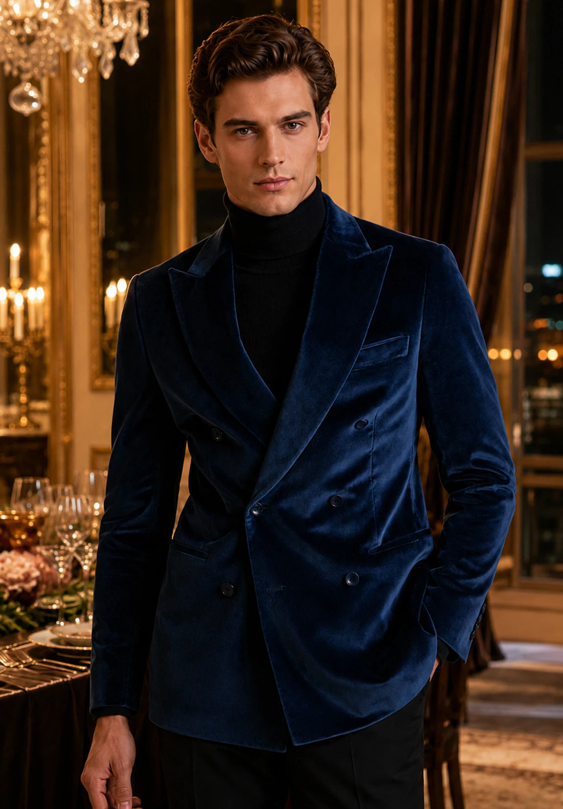 Men's navy velvet jacket