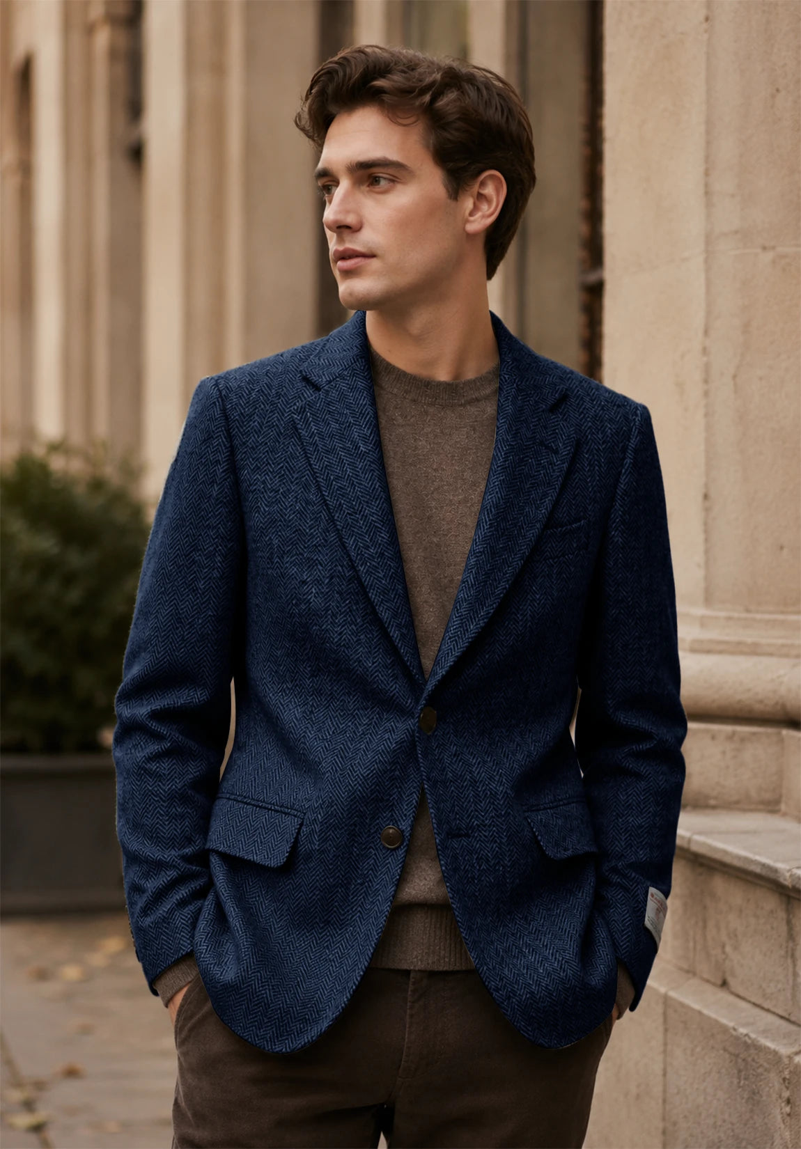 Men's navy herringbone jacket