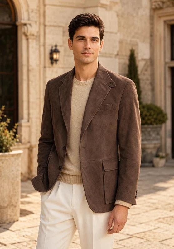  men's suede blazer in brown